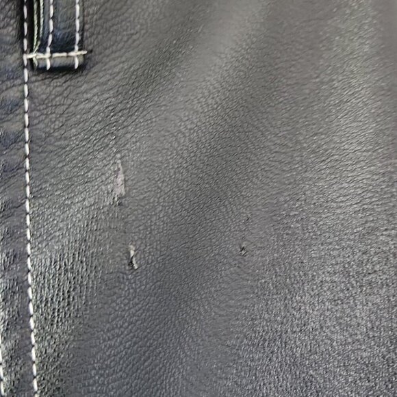 ARITZIA | Wilfred Faux Leather Pants Black Wide Leg White Stitching Sz 8 - Picture 6 of 6